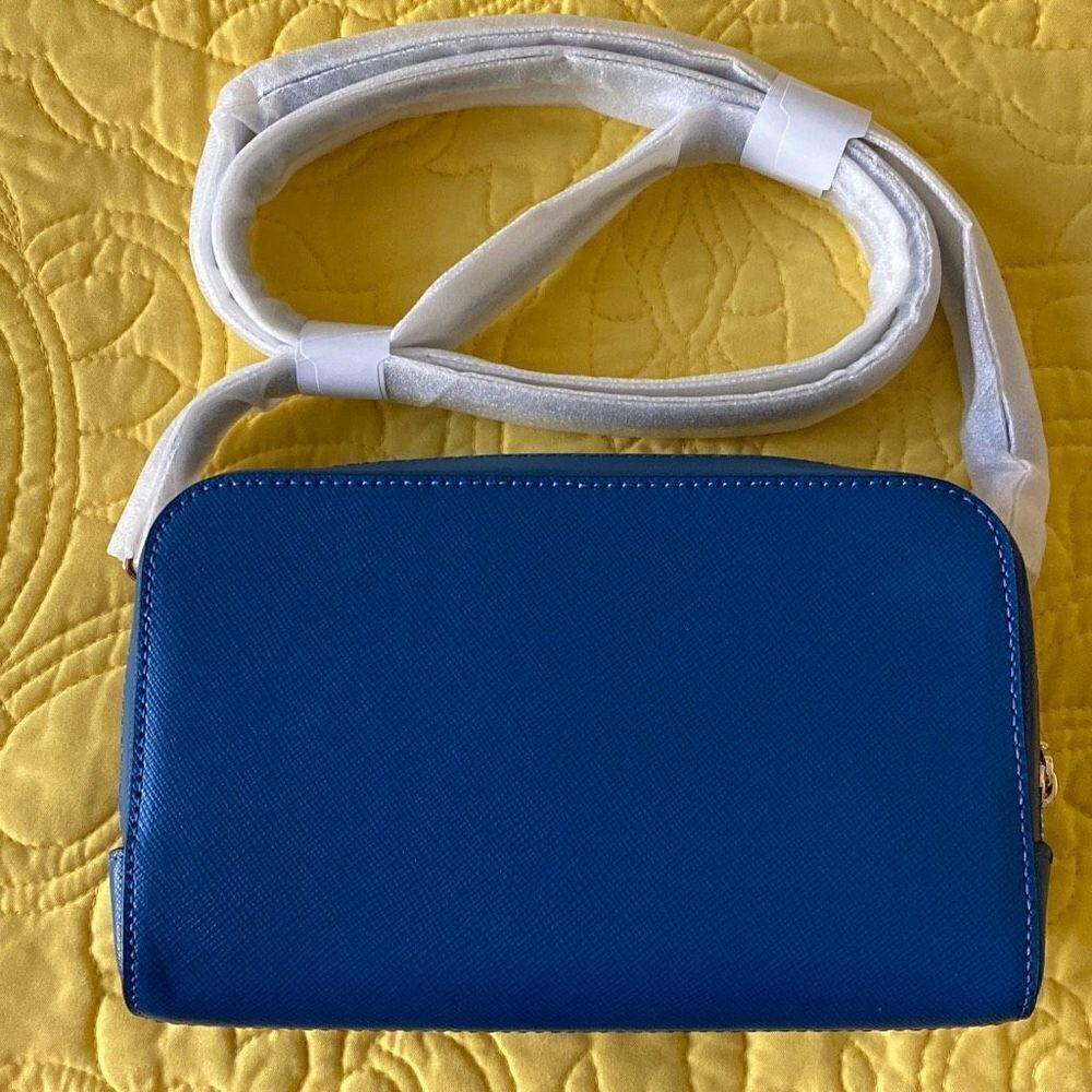 Kate Spade Staci Dual Zip Saffiano Leather Crossbody Bag, Sapphire Ice, NWT WLR0 - Picture 7 of 7